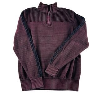 Rock & Republic Mens 1/4 Zip Sweater Size XL Long Sleeve Hight Neck Burgundy
